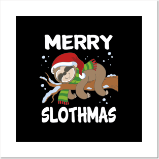 Merry Slothmas Sloth Santa Posters and Art